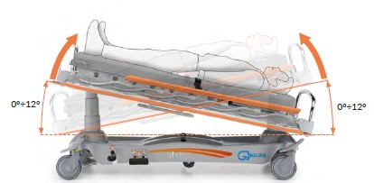 Chariot brancard de transfert et urgence hospitalier 2 plans BT1205