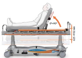 Chariot brancard de transfert et urgence hospitalier motorise 2 plans BT1220