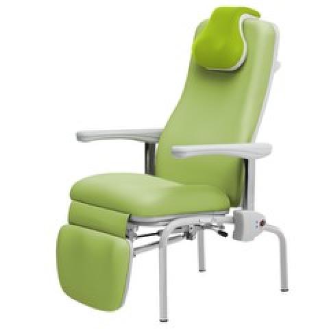 Fauteuil de repos à hauteur avec dossier inclinable et repose-jambes assisté par un vérin à gaz