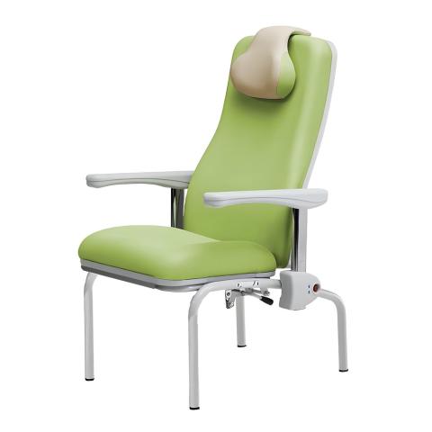 Fauteuil de repos à hauteur avec dossier inclinable assisté par un vérin à gaz