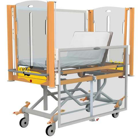 Lit pédiatrique avec barrières transparentes et plan de couchage réglable SL6040FT
