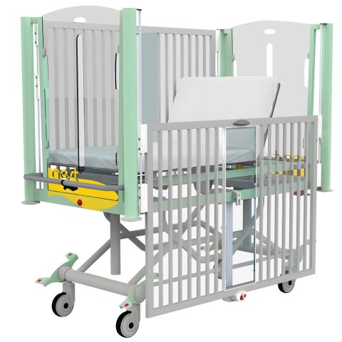 Lit pédiatrique avec barrières à barreaux et plan de couchage réglable SL6050FT